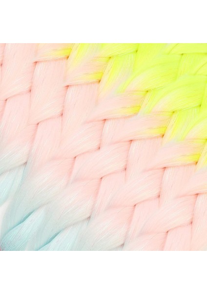 Simli Neon Sarı / Şeker Pembe / Su Yeşili Ombreli Örgülük Saç 100 Gr. fiyatları