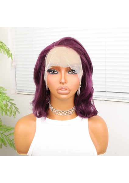 Patlıcan Moru Kısa Yan Tül Peruk