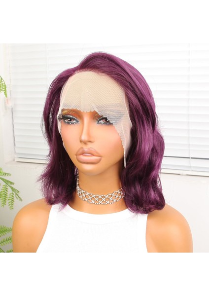 Patlıcan Moru Kısa Yan Tül Peruk modelleri