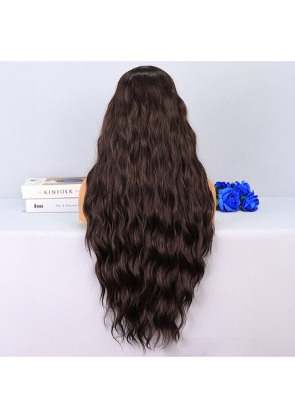 Koyu Kumral Dalgalı Uzun Boy Tül Peruk fırsatları
