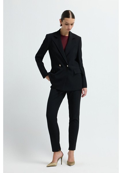 Paçası Yırtmaçlı Cepli Pantolon Siyah 15326539170