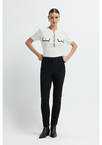 Paçası Yırtmaçlı Cepli Pantolon Siyah 15326539170 fiyatları