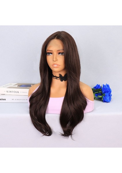 Çikolata Kahve Uçlar Hafif Dalgalı Tül Peruk modelleri