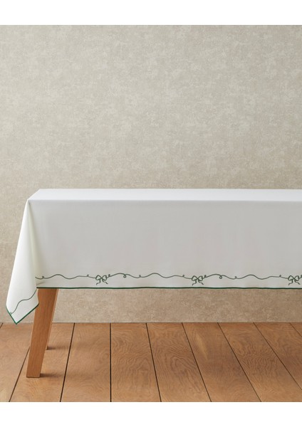 Ribbon Joy Polyester Masa Örtüsü 150X200 cm Yeşil-Beyaz