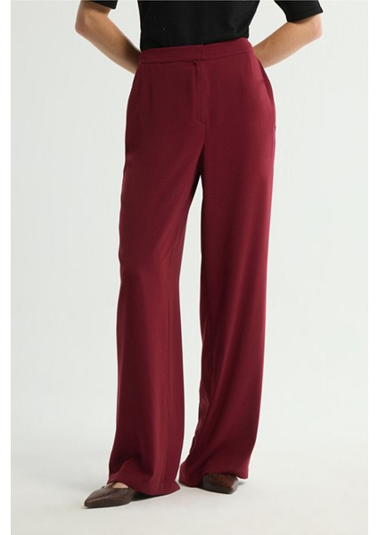 Beli Lastikli Bol Paça Pantolon Bordo 153L7821021 modelleri