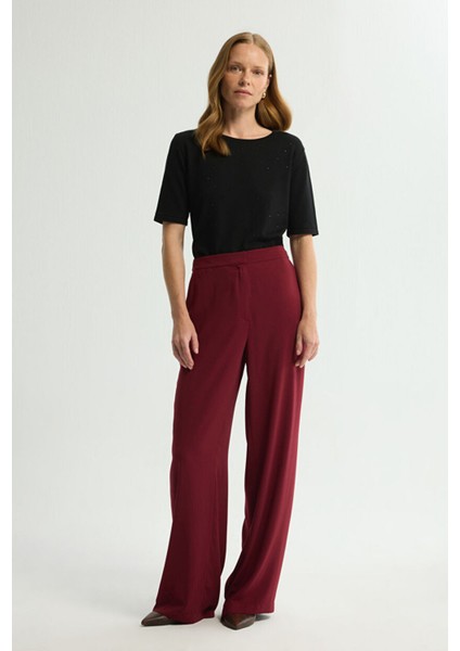 Beli Lastikli Bol Paça Pantolon Bordo 153L7821021 indirimleri