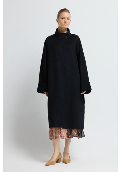 Kuşaklı Yün Karışımlı Kaban K.haki 13645489000