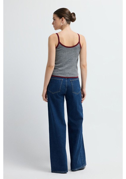 Biye Detaylı Askılı Triko Bluz Antrasit 11545370000