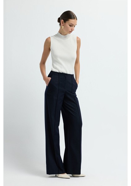 Bol Paça Çizgili Pantolon C.lacivert 15344643004 fırsatları