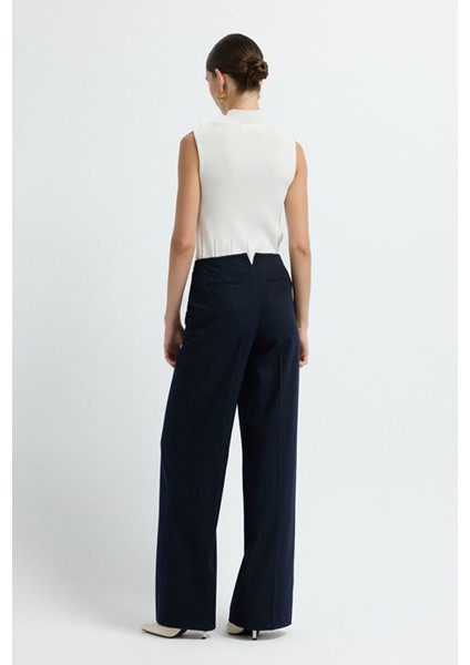 Bol Paça Çizgili Pantolon C.lacivert 15344643004