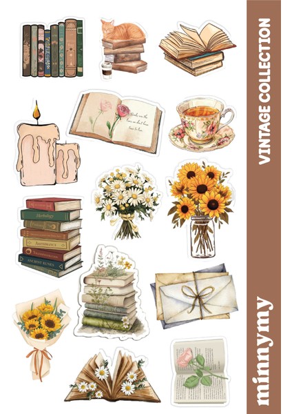 Vıntage Collection Sticker, Çıkartma, Ajanda, Günlük, Planlayıcı, Bullet Journal ,scrapbook