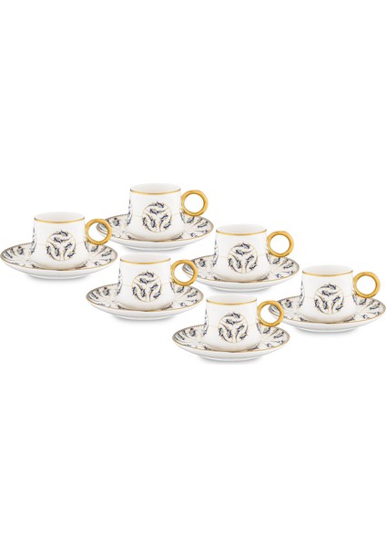 Grace 12 Parça 6 Kişilik Kahve Fincan Takımı Gold
