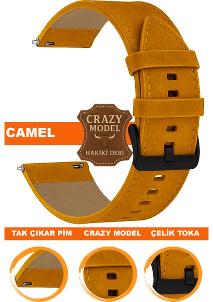 18mm-20mm-22mm-24mm saatlerle uyumlu crazy deri hakiki deri saat kordonu kayışı l10hwc-camel-black