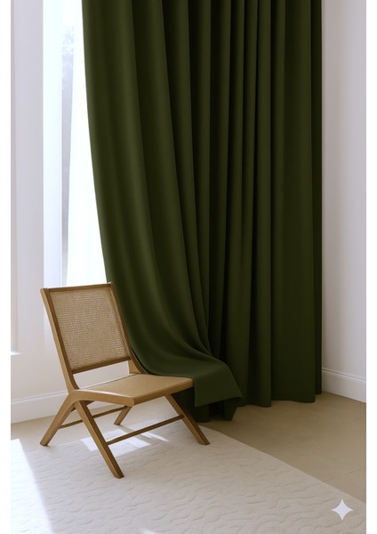 Düz Fon Perde - Koyu Yeşil - Pilesiz Düz Dikim - YL1655