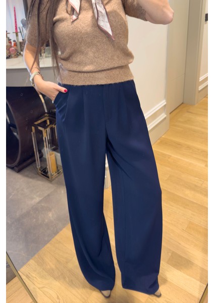 Pile Detay Geniş Paça Palazzo- Lacivert fiyatları