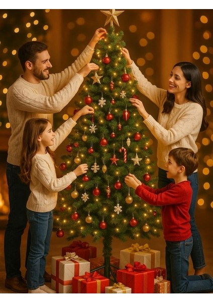 210 cm-Yılbaşı Çam Ağacı - 580 Dallı Lüks Çam Ağacı| Metal Ayaklı Gür Dallı Noel Ağacı