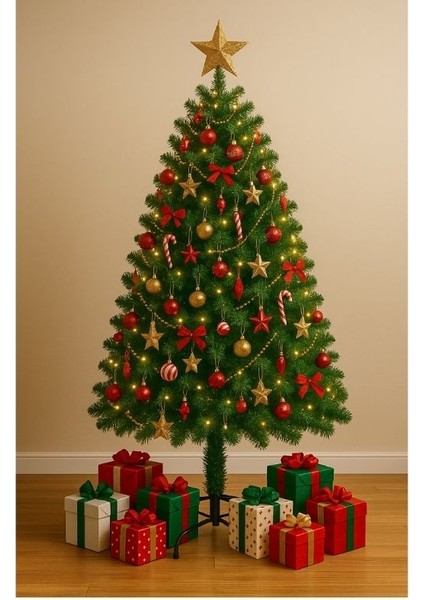 210 cm-Yılbaşı Çam Ağacı - 580 Dallı Lüks Çam Ağacı| Metal Ayaklı Gür Dallı Noel Ağacı indirimleri