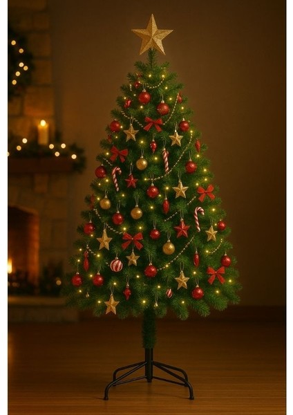 210 cm-Yılbaşı Çam Ağacı - 580 Dallı Lüks Çam Ağacı| Metal Ayaklı Gür Dallı Noel Ağacı