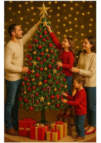 240 cm Yılbaşı Çam Ağacı | 770 Dal Lüks Çam Ağacı I | Metal Ayaklı Gür Dallı Noel Ağacı