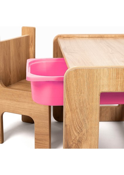 Tek Kişilik Çocuk Oyun, Aktivite ve Etkinlik Masası, Ceviz-Pembe, 18MM 1.sınıf Mdf fiyatları