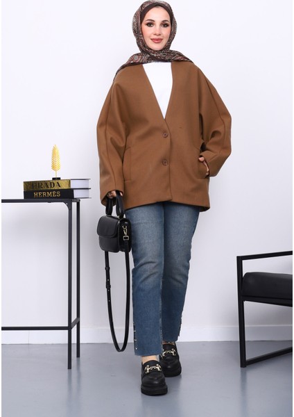 Kahverengi Düğme Detaylı Astarlı Kaşe Ceket fiyatları