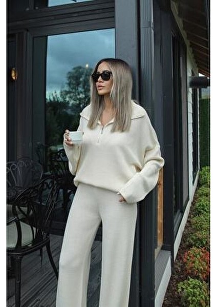 Kadın Oversize Triko Kazak Pantolon Takım Günlük Kullanım İçin Şık Seçim