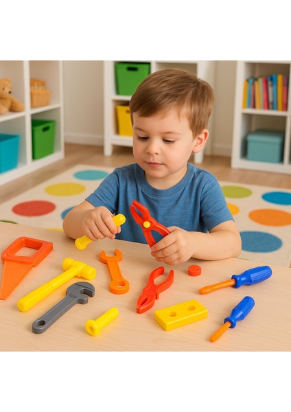 El Becerilerini Destekleyen Oyuncak Alet Seti-Küçük Ustalar İçin Renkli Oyuncak Tamir Seti-10 Parça