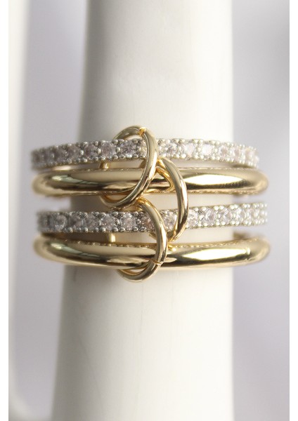 bulurum pirinç mix renk zirkon taşlı 4'lü kadın yüzük fiyatları