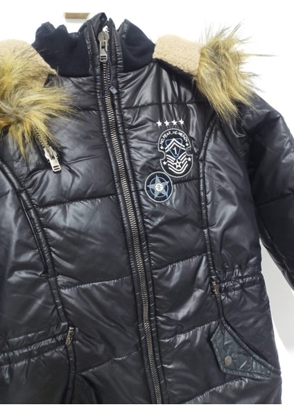 (8-15) Arası Erkek Çocuk Sabit Kürk Yaka Kapüşonlu-Cepli-Beli Ayarlanabilir Içi Kürklü Ara Boy Mont modelleri