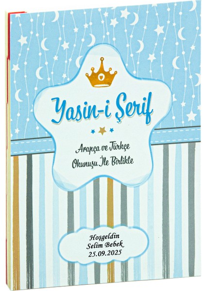 20 Adet Hediyelik 4'lü Mevlüt Seti - Isme Özel Etiketli - Çanta, Tesbih, Magnet, Yasin Kitabı - Mavi indirimleri