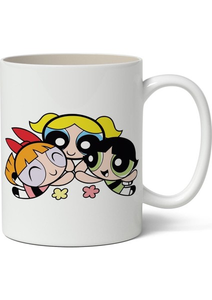 Powerpuff Girls Baskılı Beyaz Porselen Kupa Bardak
