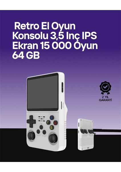 R36S 64 GB Retro Oyun Konsolu – Çoklu Emülatör Desteği, Linux Tabanlı Açık Sistem