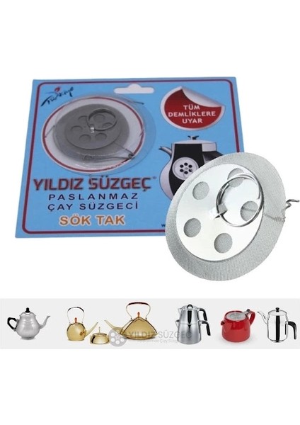 Çaydanlık Demlik Içi Paslanmaz Sök Tak Süzgeç 50’li ( Lisinya )