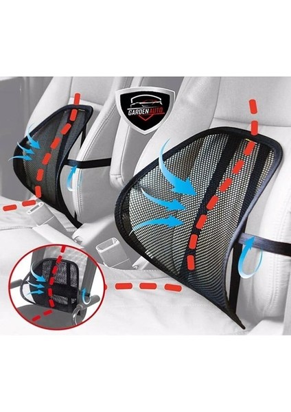 Araç Bel Desteği Minderi Sırt Dayama Filesi Terletmeyn Ortopedik Oto Ofis Koltuk Fileli Bel Minderi