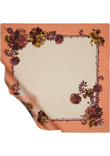 Ipekevi Karanfil Çiçeği Tivil Ipek Eşarp Somon Krem