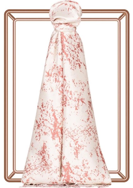 Ipekevi Mermer Desenli Ipek Şal Gül Kurusu