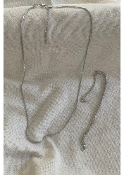 Unisex Tilki Kuyruğu Künye ile Gümüş Kolye Seti - 9841201-1923