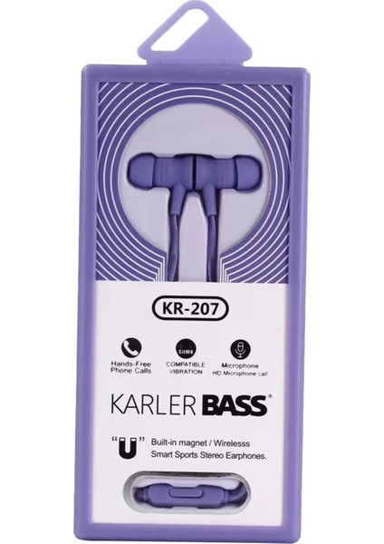 KR-207 Mıknatıslı Kablolu Kulaklık - Mor