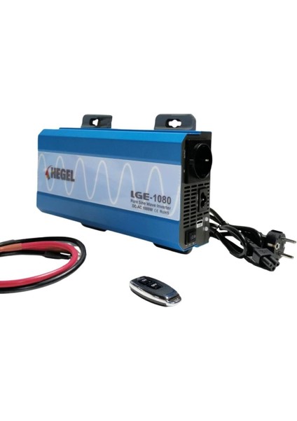 LGE-1080-UPS Akü Şarjlı Tam Sinüs Inverter 1000W 12V - 15AH (Kumandalı)