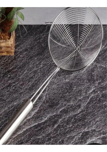 1 Adet Metal Saplı Paslanmaz Çelik Süzgeç Kevgir Kızartma Kepçesi