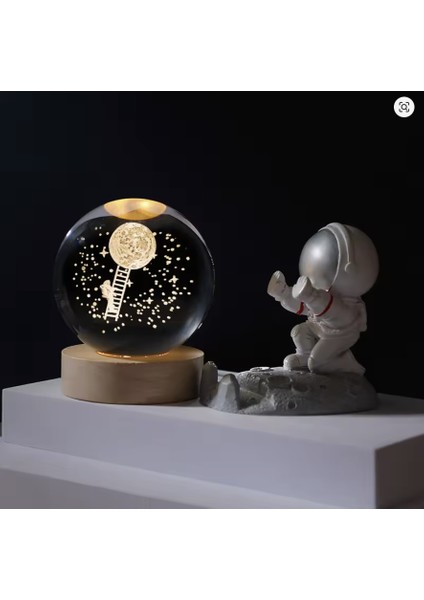 Işıklı Cam Küre Ahşap Standlı 3 Boyutlu Gezegen Küre USB Kablolu fiyatları