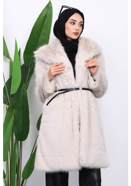 Taş Kemerli Astarlı Kürk Kaban