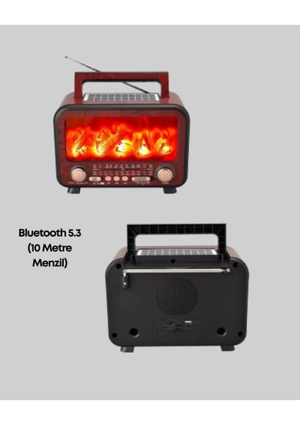 Şömine Alev Işıklı Solar Bluetooth Hoparlör – 7W Güçlü Ses Fm Radyo - N525J000-M86525 fırsatları
