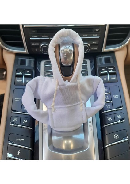 Oto Vites Aksesuarı Beyaz Topuz Süsü Araba Vites Poları Araç Vites Sweatshirt Kapşonlu Vites Kılıfı fiyatları