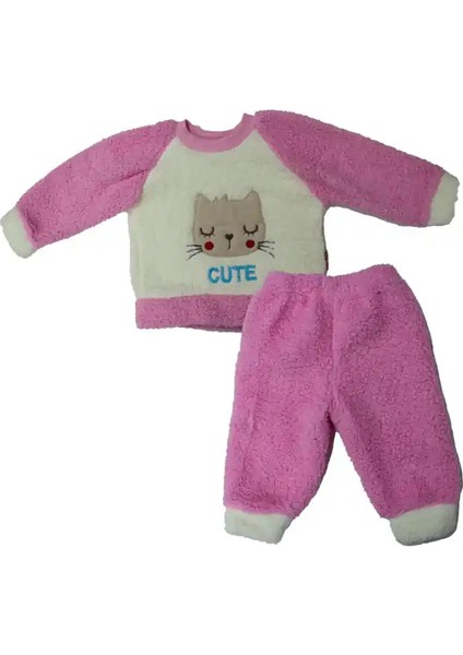 Pembe Kedili Peluş Eşofman Takımı