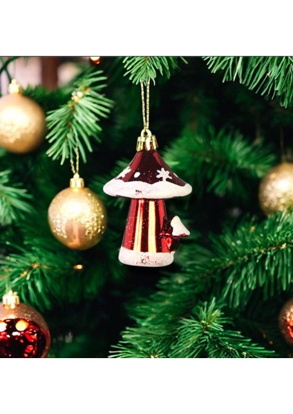 Yılbaşı Süsü 4'lü Mantar Kırmızı 10 cm