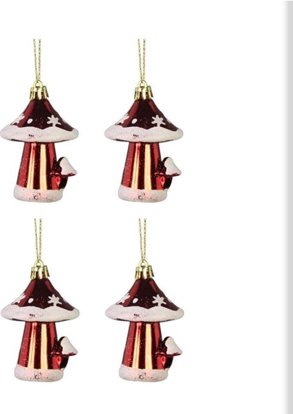 Yılbaşı Süsü 4'lü Mantar Kırmızı 10 cm fiyatları