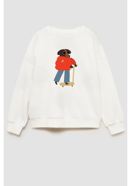 Kız Çocuk Baskılı 3 Iplik Kumaş Pamuklu Sweatshirt fiyatları