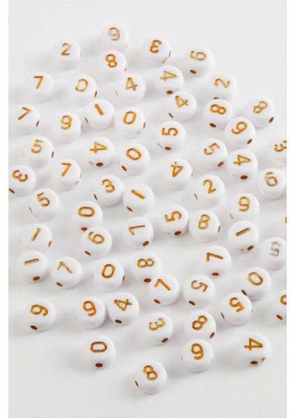 7 mm Sarı Renkli Rakam Boncuk 500 Gram