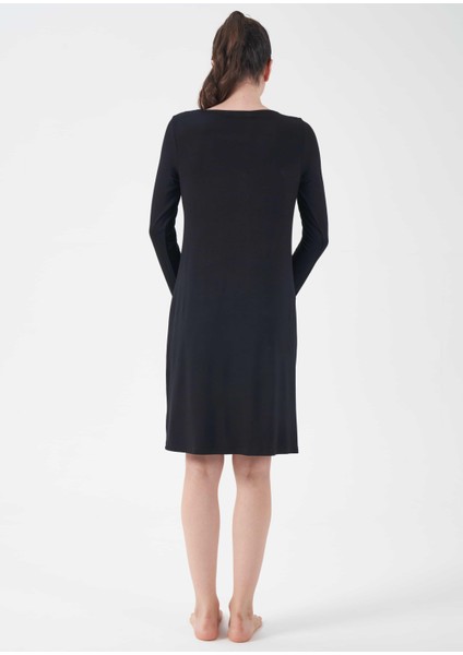 Kadın Siyah Patlı Dantelli Gecelik - 15235 indirimleri